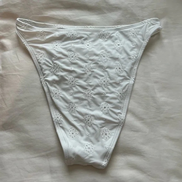 Wild Fable White Eyelet High Waist Cheeky Bikini Bottom - Picture 6 of 9